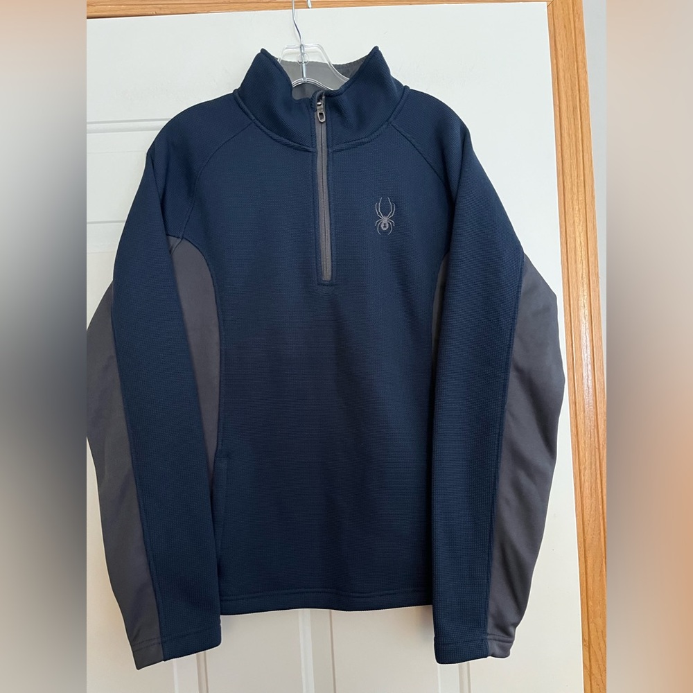 Men’s Spyder blue gray outbound 1/2 zip mid weight pull over sweater. Medium